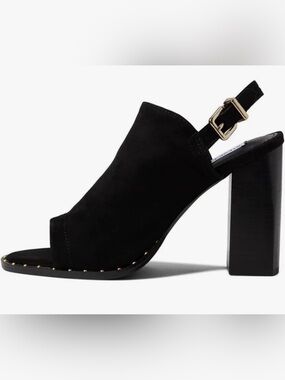 Steve Madden Interrupt Suede Peep Toe Heel Studded In Black Women's Size 6.5 New